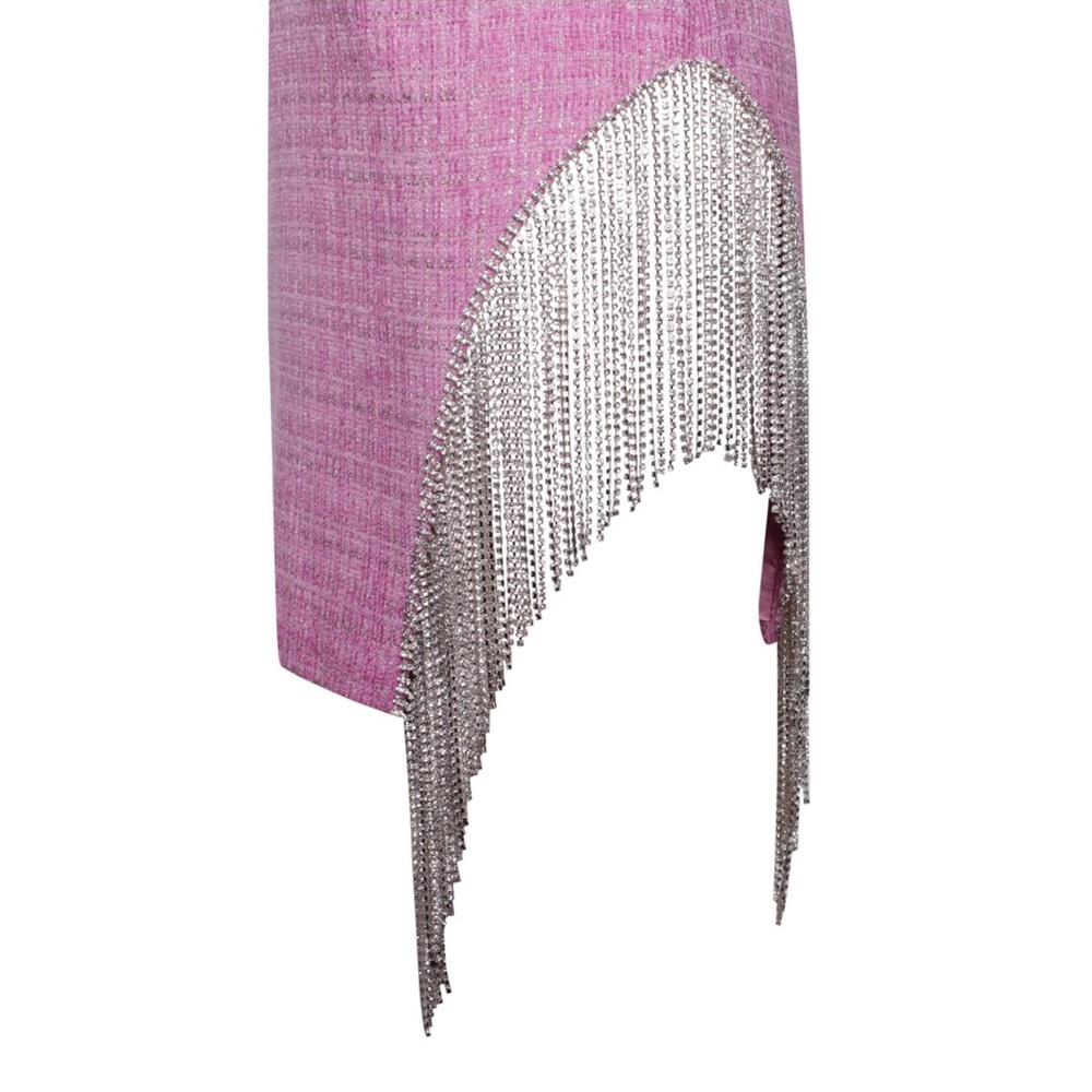 Rosie Fuchsia Tweed Crystal Fringe Dress M - Picture 6 of 8